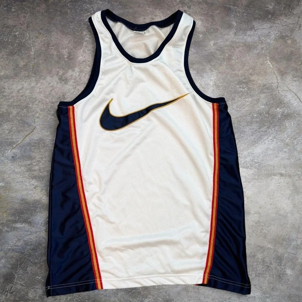 Vintage Nike Big Center Swoosh Embroidered Tank Top Jersey Men's Size Large 90s
